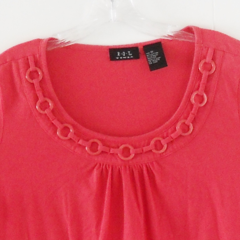 R-Q-T Women's 1X Coral Cap Sleeve Top - Picture 8 of 9